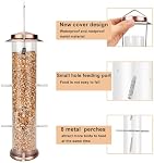 MIXXIDEA Finch Bird Feeder Hanging Metal Thistle Seed Feeder with 8 Feeding Ports Nyger Seed Feeder, Goldfinch Feeder for Outdoors Garden Copper