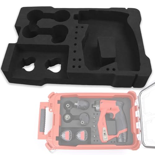 Image of Terixe EVA Liner for Milwaukee 48-22-8435 Packout Tool Box - Precision-Cut Foam Insert Organizer for 2505-22 M12 Fuel Installation Drill/Driver Kit & Accessories (Black)