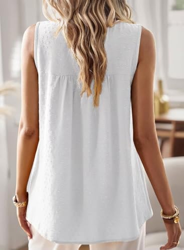 Image of Falechay Womens Summer Tops Boho Shirts Crewneck Sleeveless Tank Tops Flowy Lace Hem Casual Blouses Clothing Trendy 2026