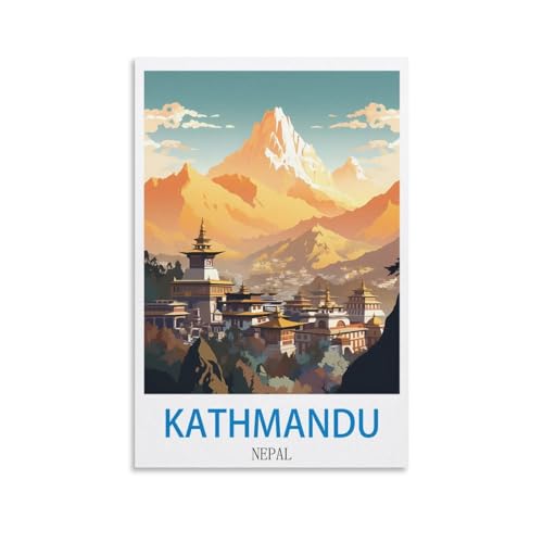 NABIQUE Affiches de voyage vintage de Katmandou, Népal, 20 x 30 cm, peinture sur toile, affiches murales et impression d'art moderne, pour décoration de chambre à coucher