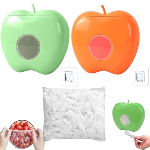 2pcs Caja Almacenamiento Envoltura Plástico 100pcs Bolsas Elasticas Conservación Fresca,Dispensador Bolsas Conservación Fresca,Dispensador Envoltura Alimentos