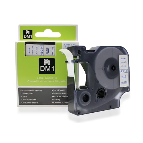 Fita Refil Compatível D1 45014 Branca com letra azul 12mm para Rotulador Dymo LM150 LM160P LM210D LM