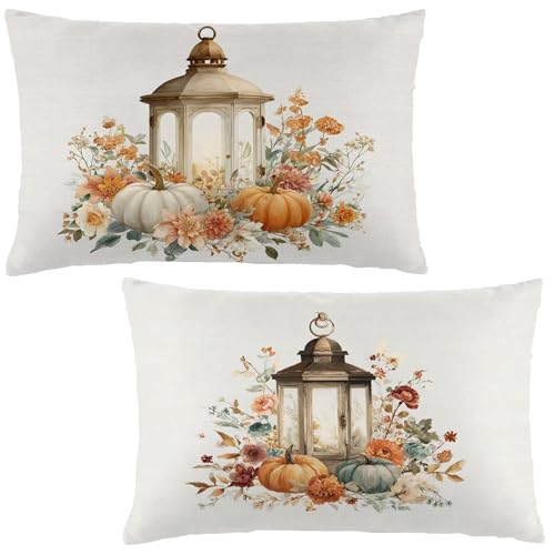 Funda Cojin 40x50 Otoño Decorativo Almohadas Juego de 2 Rectangular Cojines Paisaje Terciopelo Funda Almohada 40x50 Impresión de Doble Cara,Cremallera Invisible,Decoracion Habitacion Hogar LE-573