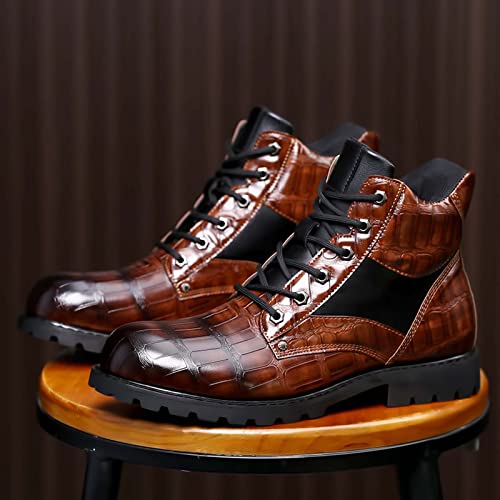 oiangi Vintage Imitation Leather Men's Boots Leather Shoes 2022 Fashion Men's Middle Top Boots Men4