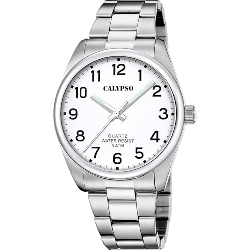 Montre Homme Calypso Anti-Rayures en Acier Inox Verre Minéral Résistant