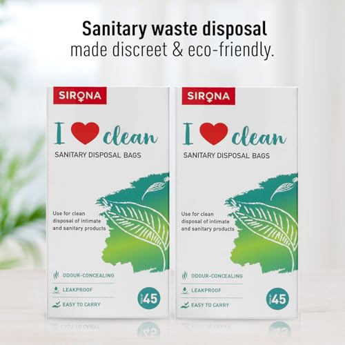 Image of Sirona Personal Disposal Bags - 90 Count | For Discreet Disposal of Sanitary Pads, Panty Liners, Tampons & Condoms | Compact & Odour-Resistant Design