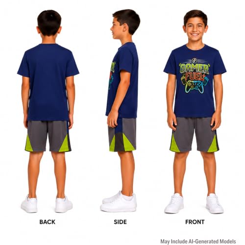 Image of Pro Athlete Active Boys Short Sets - 2 Piece Performance Crewneck Short Sleeve T-Shirt and Shorts Boys Athletic Sets (8-16)