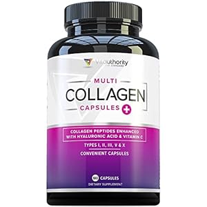Multi Collagen Peptides Capsules for Women – Hydrolyzed Collagen for Women Pills with Types I II III V & X Plus Vitamin C & Hyaluronic Acid for Beautiful Hair Skin and Nails – 60 Servings