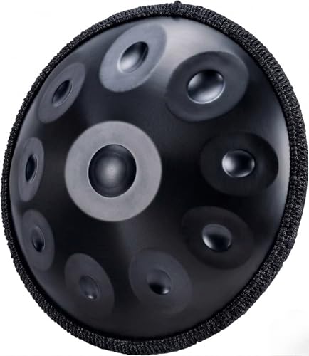 Image of PERLMAN Handpan 22-Inch, 10-Note Steel Hand Drum Set, 440 Hz - Premium Alloy Steel Handpan with Carry Case, Drum Stand, Mallets, Spiral Wraps, and Instruction Guide (Black)