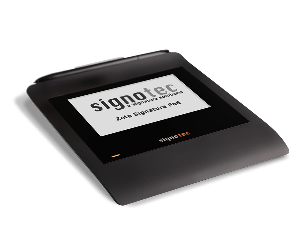signotec Zeta - Unterschriftenpad mit 5" Monochrome-LCD mit Hintergrundbeleuchtung, Hochauflösender Stiftsensor, 2.048 Druckstufen, 500 Hz Abtastrate, RSA-Verschlüsselung, USB-Anschluss