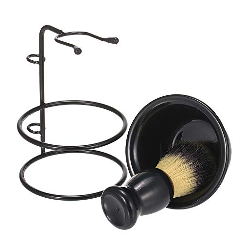 Henniu Suporte para escova de barbear e conjunto de tigela de metal Suporte para escova de barbear S