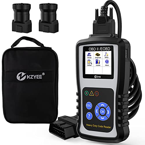 KZYEE KC601 Heavy Duty Scan Tool, Diesel Truck Diagnostic Scanner Transmission DPF Code Reader and Eraser with Live Data/ECU Info for J1587/J1708 J1939 Trucks