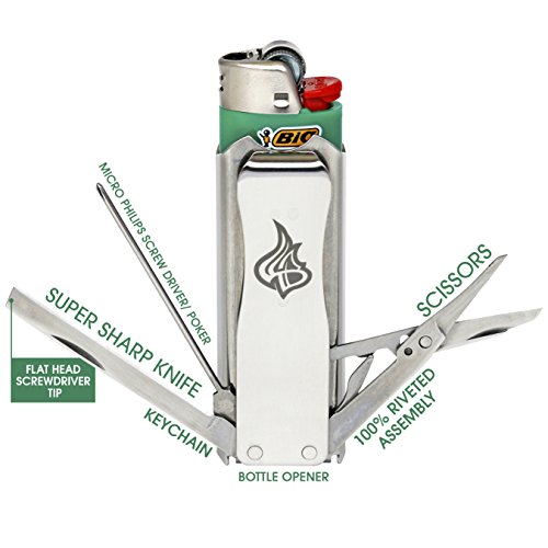Multitool Lighter Sleeve 2-pack Bundle Black Stainless Steel Stealth + Icon Silver Lighter Sleeve Gift Set