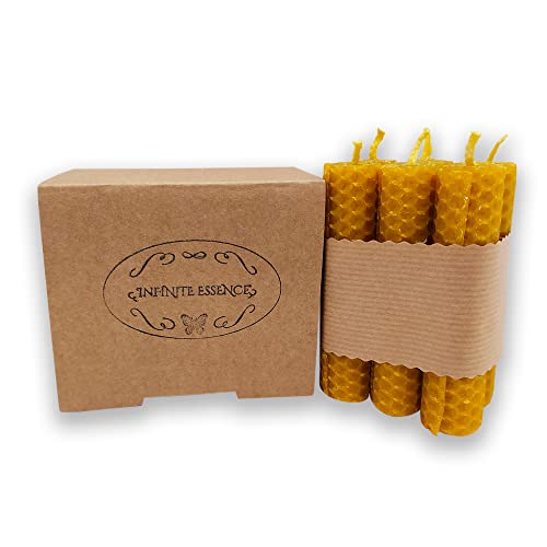LAMARE Vela de Miel de Abeja Natural 100 % Cera de Abeja Pura (Pack de 6, 10 cm longitud - 2 cm diámetro) - SIN PARAFINA - 100% artesanal y natural