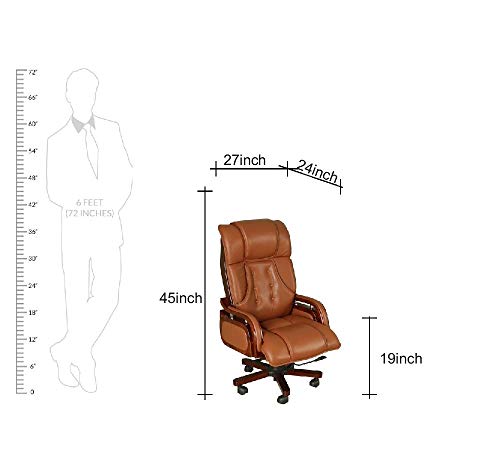 Image of Lakdi The Furniture Co High Back Executive Chair for Office | Leatherette Upholstery with Wooden Base | Revolving Director Chair with Cushioned Seat & Headrest | 5-Year Warranty & Free Assembly