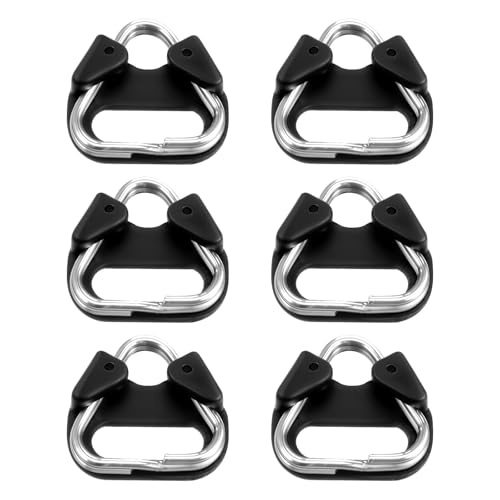 Yuanchu 6 anillos triangulares divididos de acero inoxidable, adaptador de correa de cámara compatible con tapa de plástico para cámaras, correa de hombro, gancho para cinturón, Plateado, Negro, Small