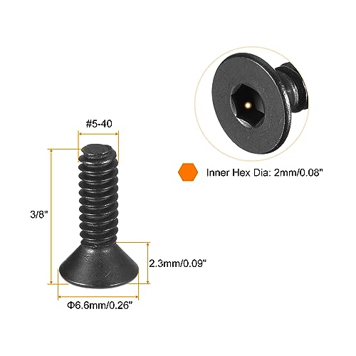 uxcell #5-40x3/8" Flat Head Socket Cap Screws - Image 2