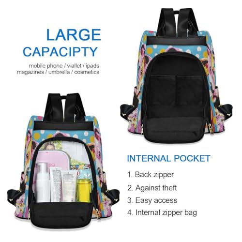 Image of ALAZA Cute Polka Dots Pitbull Dogs Trips Hiking Camping Rucksack Pack for Women