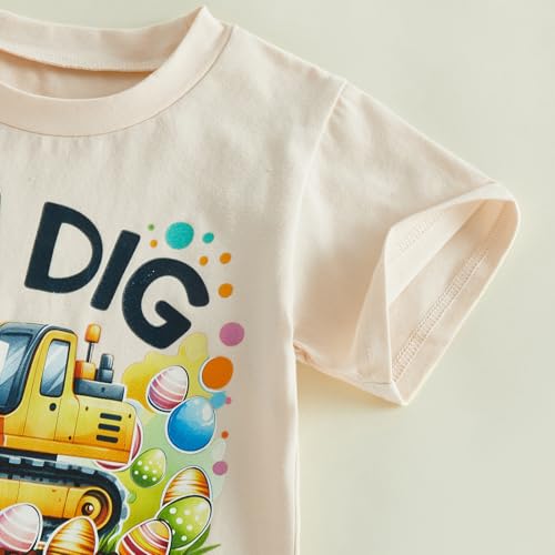 Image of Easter Bunny Shirt for Toddler Boys Girls Kids Funny Rabbit Letters Graphic Cotton Short Sleeve T-Shirt Top