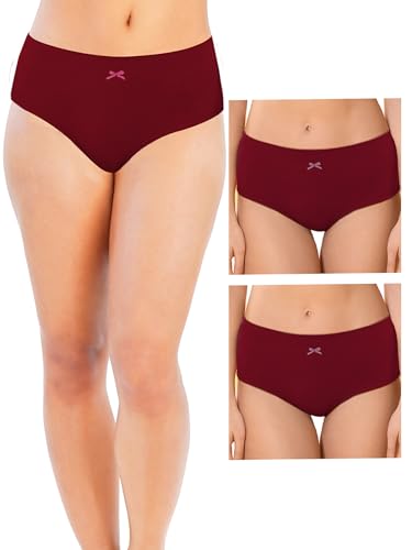 Image of DChica Cotton Panties for Women, Comfortable Mid Waist Hipster Panty with Stretchable Waistband Full Coverage Breathable Underwear /Briefs for Ladies