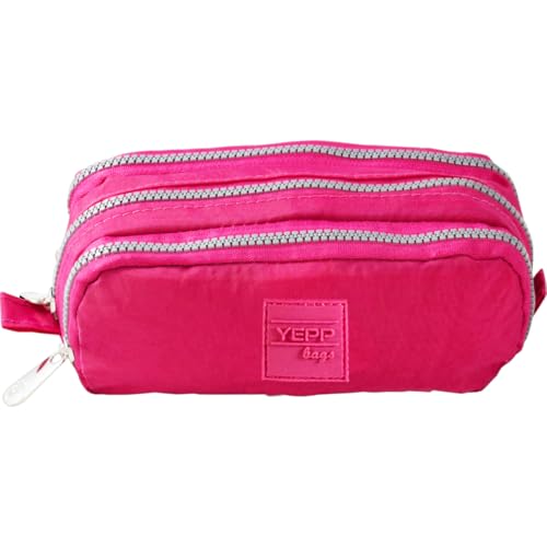 Estojo Escolar Organizador Universitário Grande Triplo 03 Zíper Nylon Resistente Masculino Feminino Volta As Aulas (Rosa)