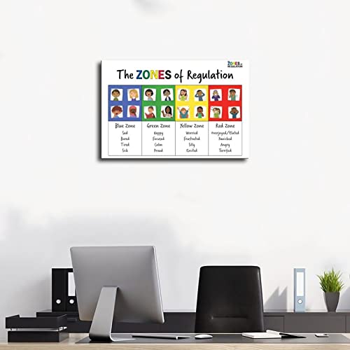 DEVENALSA Emotional Management Zones Of Regulation Educational Poster 4 Canvas Poster Bedroom Decor Sports Landscape Office Room Decor Gift Unframe-style 16x24inch(40x60cm) by DEVENALSA - Used condition - Image 3