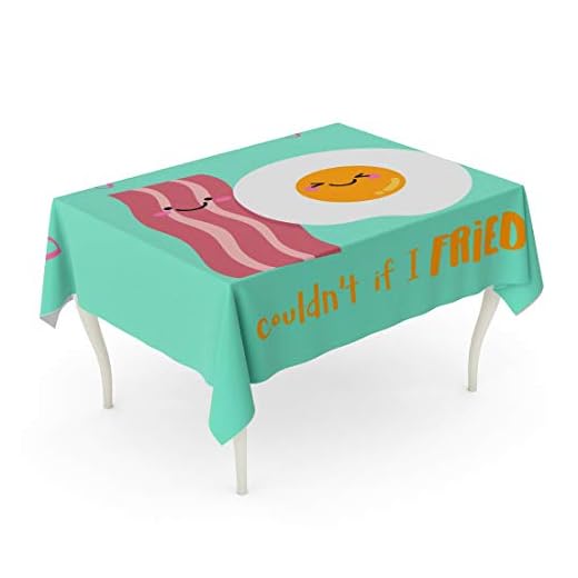 Tarolo Rectangle Tablecloth 60 x 84 Inch Food Cute Bacon and Fried Egg Funny Pun Quote for Valentine’S Day Fun Love Breakfast Cartoon Table Cloth