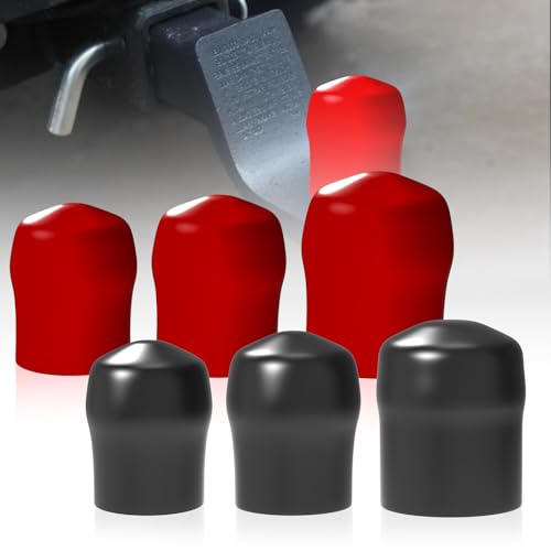 6-Pack Trailer Hitch Ball Covers 1-7/8 2 2-5/16 Towing Ball Dustproof Antirust Protective Caps fit SUV Trucks RV Boat Caravan Trailer Ball & More Accessories (Black+Red)