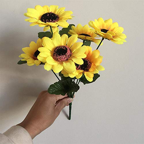 Artificial and Dried Flower GreatFlower Arrangement Home Decoration 1 Bouquet Yellow Silk Sunflower Decorative Flower Artificial Flower - ( Color: Yellow; Size: 1pcs )