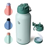 BOTTLE BOTTLE Insulated Water Bottle 950ml(32oz) Stainless Steel Sports Water Bottles with Straw Dual-use Lid Drink Flask Design for Gym with Pill Box (Green)