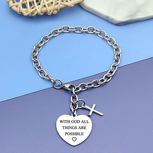 Image of Christian Gifts for Women Faith Bracelet Jewelry Scripture Bible Verse Inspirational Bracelet Gifts Religious Gifts Idea Prayers Gifts for Women Men Jewelry Gifts Faith Bracelet Stainless Steel
