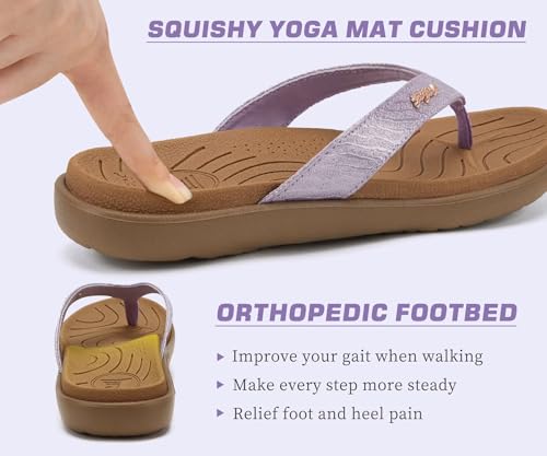 Image of jiajiale Womens Fashion Orthotic Flip Flops Ladies Slip On Lightweight Comfortable Thick Cushion Yoga Mat Thong Sandals With Plantar Fasciitis Arch Support