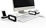 UBOARD SMART - Tempered Glass Monitor Stand Shelf USB Multiboard for your PC, iMac and iPhone...