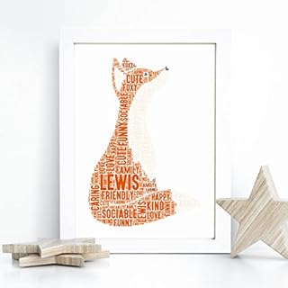 Personalised Fox Word Art Print - A5, A4 Prints & Framed