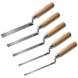 5-teiliges Fugenkellen Set 6-15mm, Kohlenstoffstahl Fugkellen mit Holzgriff, Maurerwerkzeug zum Verfugen von Ziegeln und Klinkern, für Mörtel Fliesen und Putzarbeiten 6/8/10/12/15 mm
