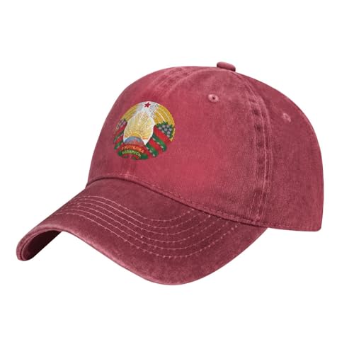 KWQDOZF Casquette de Baseball Noire à Motif Armoiries du Bélarus, Unisexe, Ajustable, Style « Dad Hat ».