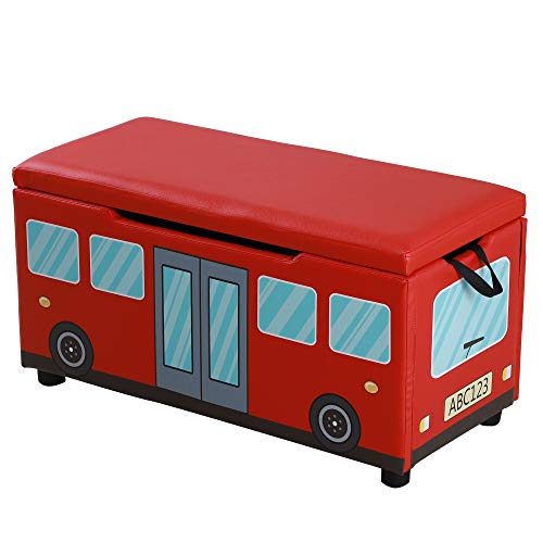 Preisvergleich Produktbild HOMCOM Kindersitzbank, Sitzhocker, Aufbewahrungsbox, Polsterbank mit Stauraum, Truhenbank, Schaumstoff, Abnehmbar, Faltbar, Rot, 75 x 36 x 39 cm