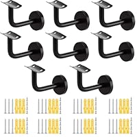 AKOLAFE 8 Stück Handlaufhalter Edelstahl Geländer Außen 60x80mm Handlaufträger Schwarz Roubst Halterung für Handlauf Treppengeländer Innen Shwerbelast Wandhalter (curve)