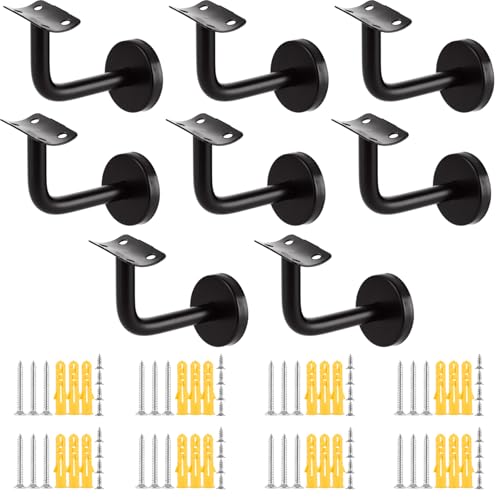 AKOLAFE Lot de 8 Support Main Courante Acier Inoxydable 60x80mm Support Rampe Escalier Support de Main Courante D'escalier Supports de Main Courante Noir...