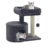 Feandrea Cat Tree, 18.5-in Small Cat Tower, Cute Kittens Condo, Smoky Gray