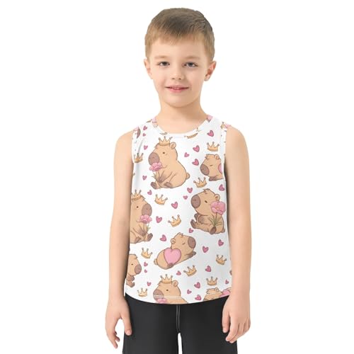 Boys' Tank Top Shirt Capybara Crown Heart Pattern Sleeveless T-Shirts2