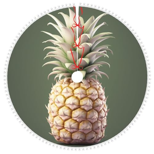 Jupe de sapin de Noël ananas 122 cm avec pompons double couche élégants