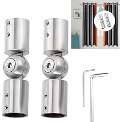 Persianas En Esquina Cokritsm 25mm Conector de barra de cortina de esquina de ventana, 1 pulgada conector de varillas de cortinas ajustables para persianas de ventanas de bahía, 2pcs Conector de Esquina Ajustable