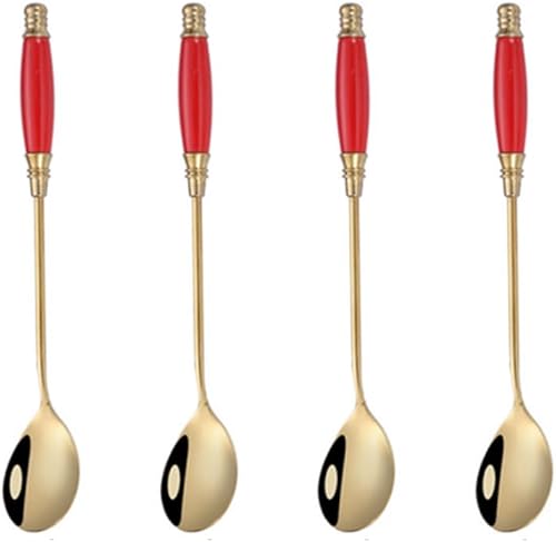 4 cucharas de café de acero inoxidable cucharas de té helado sopa postre cuchara linda para mezclar café té sopa azúcar postre condimento helado