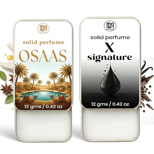 Image of Dr.Mashur Solid Perfume |x signature&Osaas Alcohol Free Wax Perfume Balm, Long Lasting | Pocket Tin 12g, Pack Of 2| Non Greasy Smooth Glide, Travel Friendly Men And Women