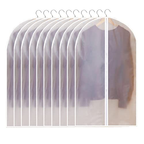 10 Pack Garment Bag Hanging Clothes Cover Bags Clear Full Zipper Suit Bags For Closet Storage And Travel (24 X 40 In) #TOP7