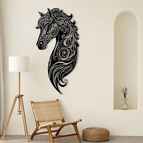 Décoration murale métal cheval doré 75x150 grand format