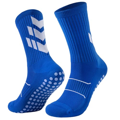 Niolaosen Calcetines Antideslizantes Hombre Mujer Niño, Medias Antideslizantes Futbol，Calcetines Deporte Cotton Breathable and Non Slip, Suitable para Baloncesto, Yoga y Running, 43-46, Azul