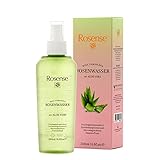 Rosense Spray pour eau de rose à l'aloe vera - Spray hydratant pour le visage - Soin du visage végétalien 100% naturel - 200 ml