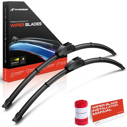 A-Premium 26" + 26" Windshield Wiper Blades Compatible with Land Rover Range Rover 2002-2012 - Slide Latch Connector, with Wear Indicator & Towel, Left and Right (Pack of 2) by A-Premium - Used condition - US$13.69